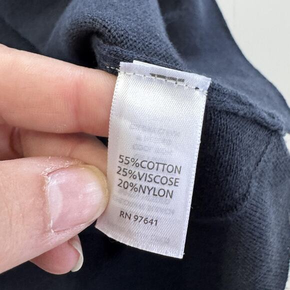 J. Jill Sweater Womens Small Petite Navy Blue Crewneck Pullover Knit Side‎ Slit - Picture 4 of 7